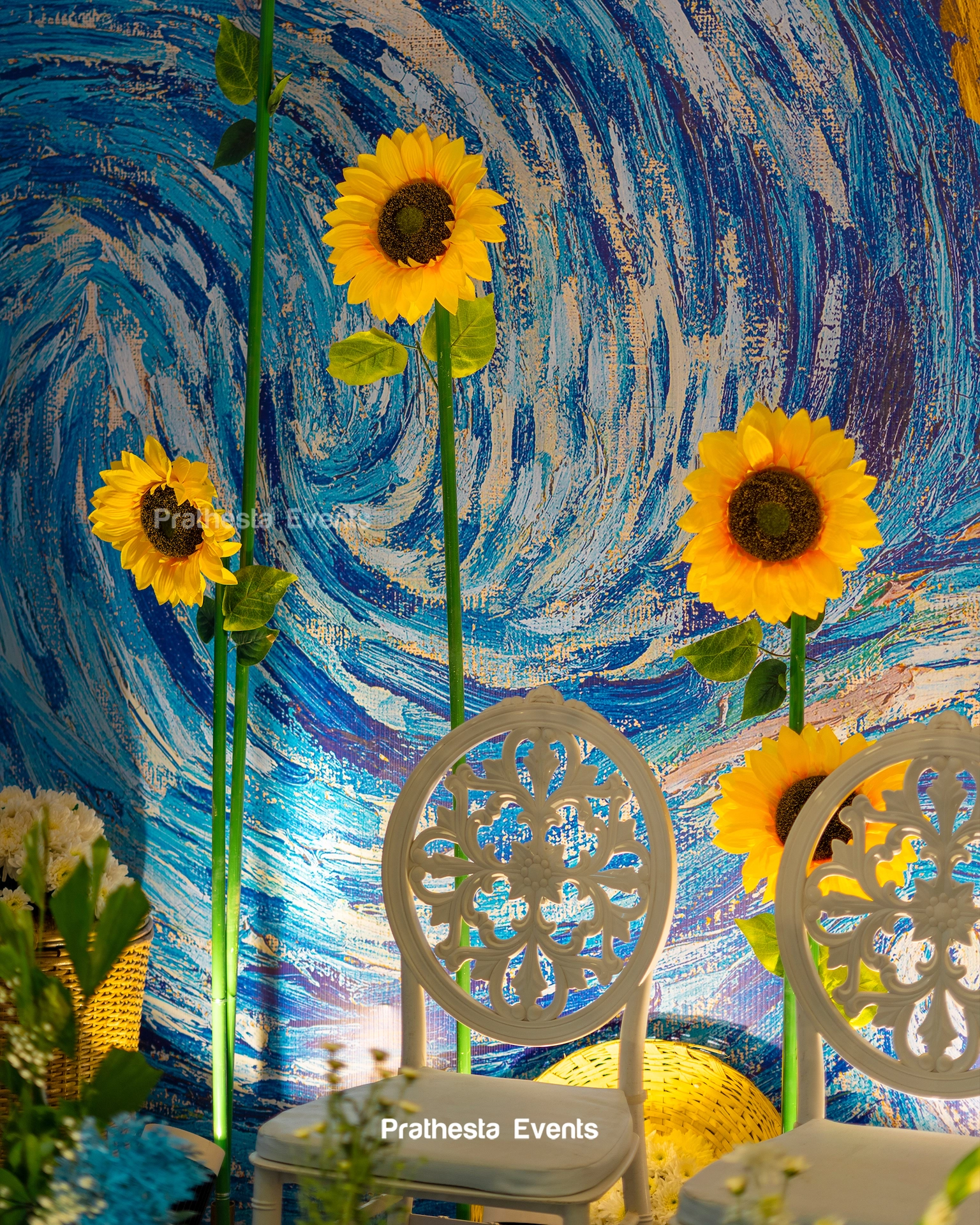 starry-night-inspired-wedding-backdrop-sunflowers